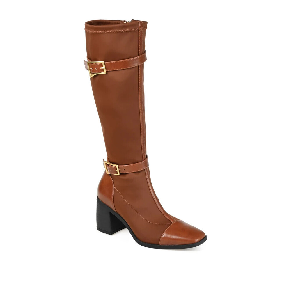 Journee Collection Gaibree Boots Women's US 10 Brown Square Toe Knee High GAL654
